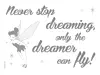 Sticker mesaj motivaţional, Komar, Never stop dreaming, text gri