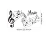 Sticker perete Portativ cu note muzicale, Folina, autoadeziv, negru