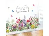Sticker tip bordură decorativă cu flori de câmp şi fluturi, pentru perete sau geam, 70x100 cm