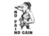 Sticker motivational fitness, model No pain no gain, negru,  95 x 65 cm, racletă de aplicare inclusă