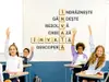 Sticker educațional scrubble cuvinte încrucișate, decorațiune pentru școli, 100x150 cm, racletă de aplicare inclusă