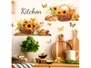 Stickere bucătărie, decor cu floarea soarelui în stil rustic, 2 planşe de 60x30cm