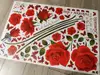 Stickere flori, Folina, trandafiri roşii, decor cu flori şi fluturi