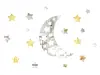 Stickere oglindă, Folina, Luna şi stelele, argintiu şi auriu - set 17 stickere