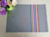 Suport farfurii, Folina, din pvc gri cu dungi colorate, 45 x 30 cm, set 2 bucăţi