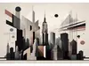 Fototapet peisaj urban, New York Cityscape, design grafic în nuanțe de maro, 416x254 cm