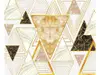 Tapet baie rezistent la apă, Gold, model geometric marmorat cu accente aurii