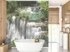 Tapet baie peisaj natural cu cascadă tropicală – material premium rezistent la apă