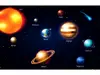 Fototapet sistemul solar, albastru închis cu planete colorate, pe suport vlies, 416x290cm