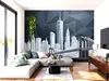 Fototapet peisaj urban, Manhattan Facets, design grafic în nuanțe de gri, vlies, 400x260 cm