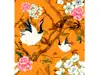 Fototapet portocaliu cu flori şi păsări, Marburg Falina, 265x270 cm