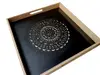 Tavă din lemn negru Byzantium Mandala, Dekoratief, 40 cm