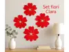 Set 5 flori Clara – Decorațiuni din oglindă acrilică roșie, 15 cm, grosime 3 mm