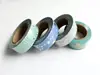 Set 4 role washi tape, benzi adezive decorative, modele turcoaz