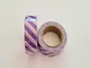 Set 2 role washi tape, benzi autoadezive albe cu dungi mov