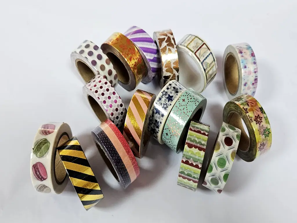 Set 16 role washi tape, benzi adezive cu diferite modele si culori, Folina MIX7