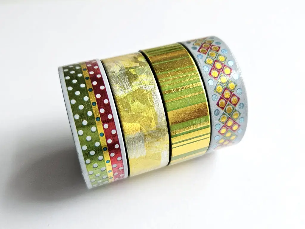 Set 4 role washi tape, benzi adezive decorative, modele metalice