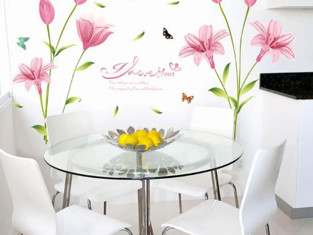 Stickere flori, Folina, decor floral roz