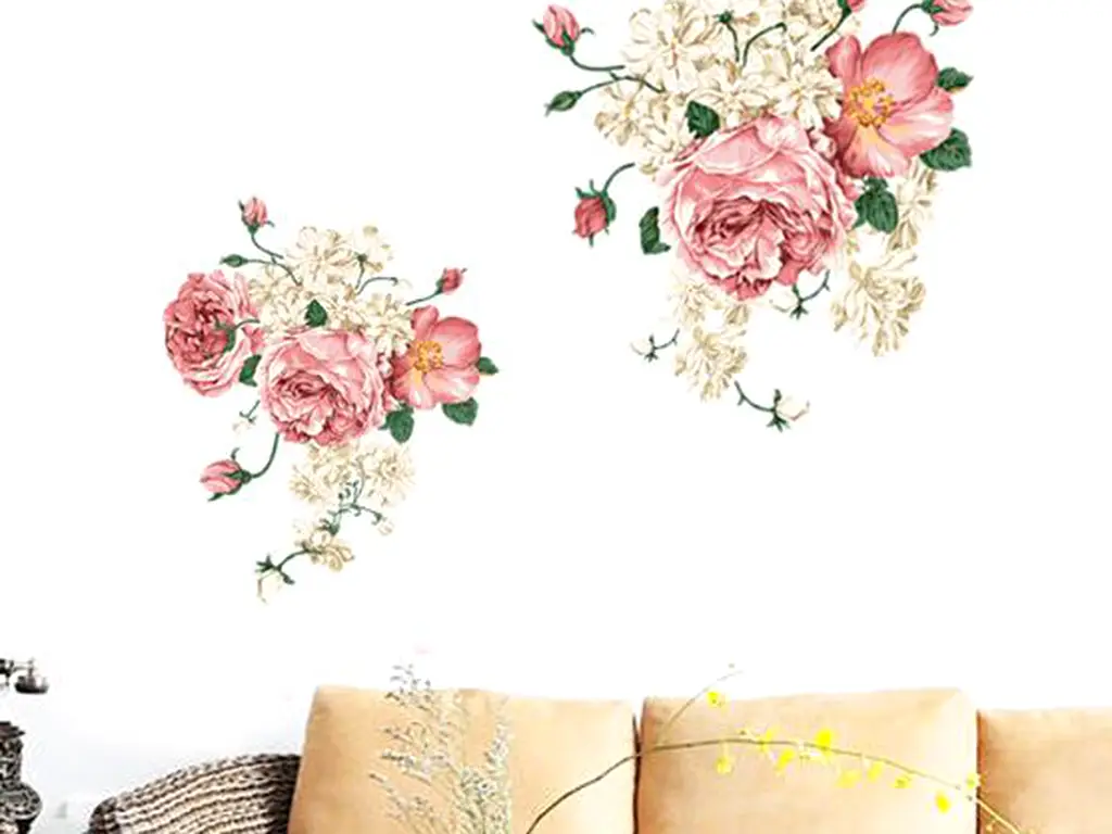 Stickere flori, Folina, decor floral bej, 75x95 cm