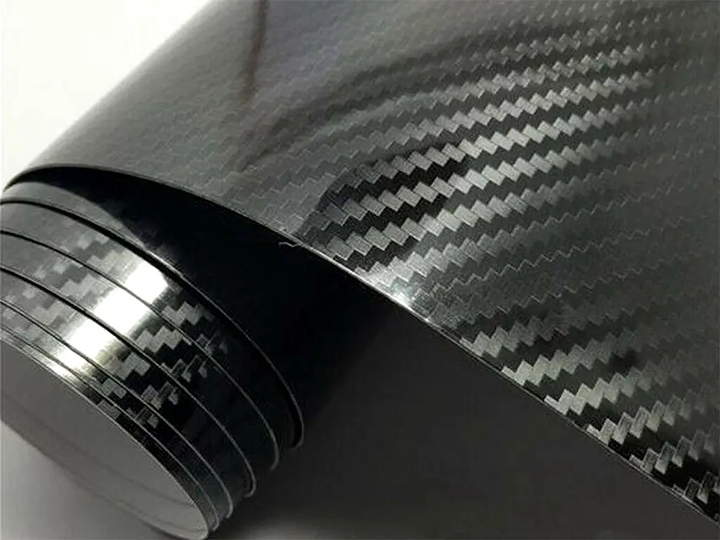 Folie carbon 5D negru lucios, material bubblefree, rolă de 152x200 cm