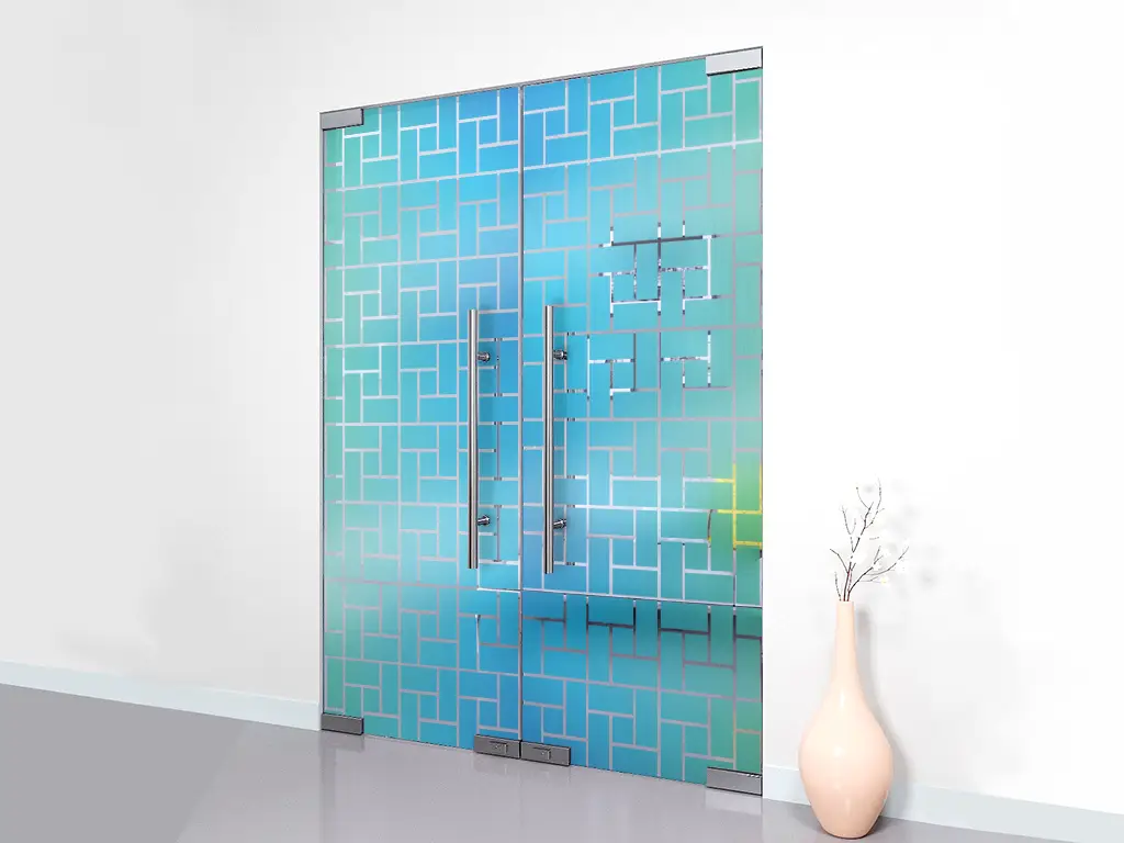 Folie geam autoadezivă Turquoise Kauai, Folina, transparentă cu model turcoaz, 120 cm lăţime