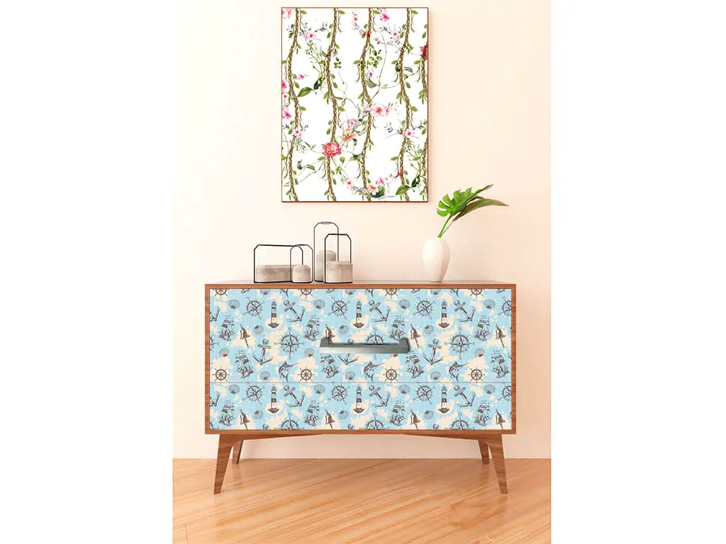 Autocolant mobilă decorativ, Folina, decor marin,100 cm lăţime
