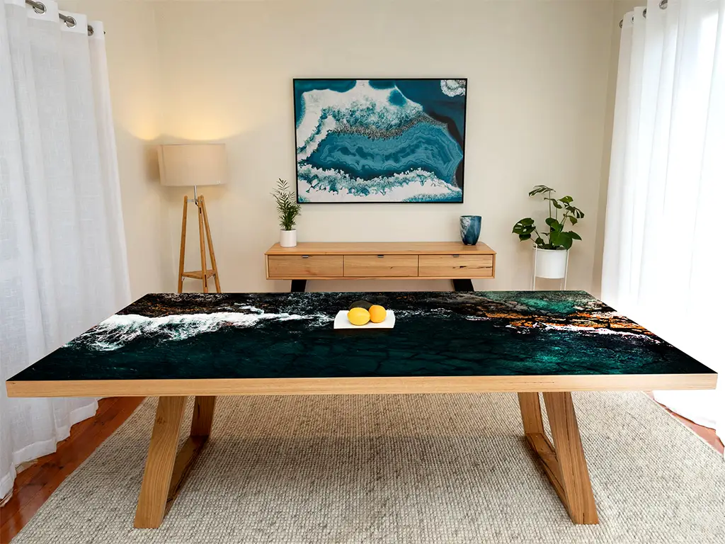Autocolant blat masă, model coastă, 100 x 100 cm, racletă inclusă