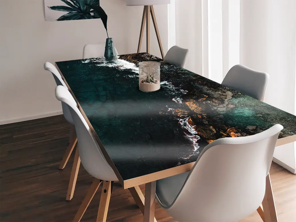 Autocolant blat masă, model coastă, 100 x 100 cm, racletă inclusă