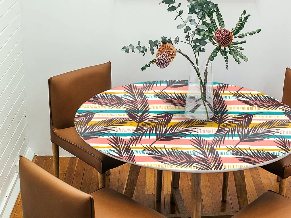 Autocolant blat masă, model frunze retro, 100 x 100 cm, racletă inclusă