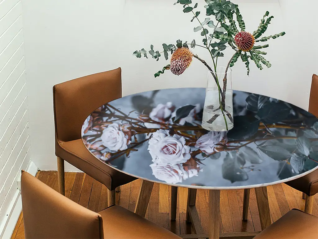 Autocolant blat masă, model trandafiri, 100 x 100 cm, racletă inclusă