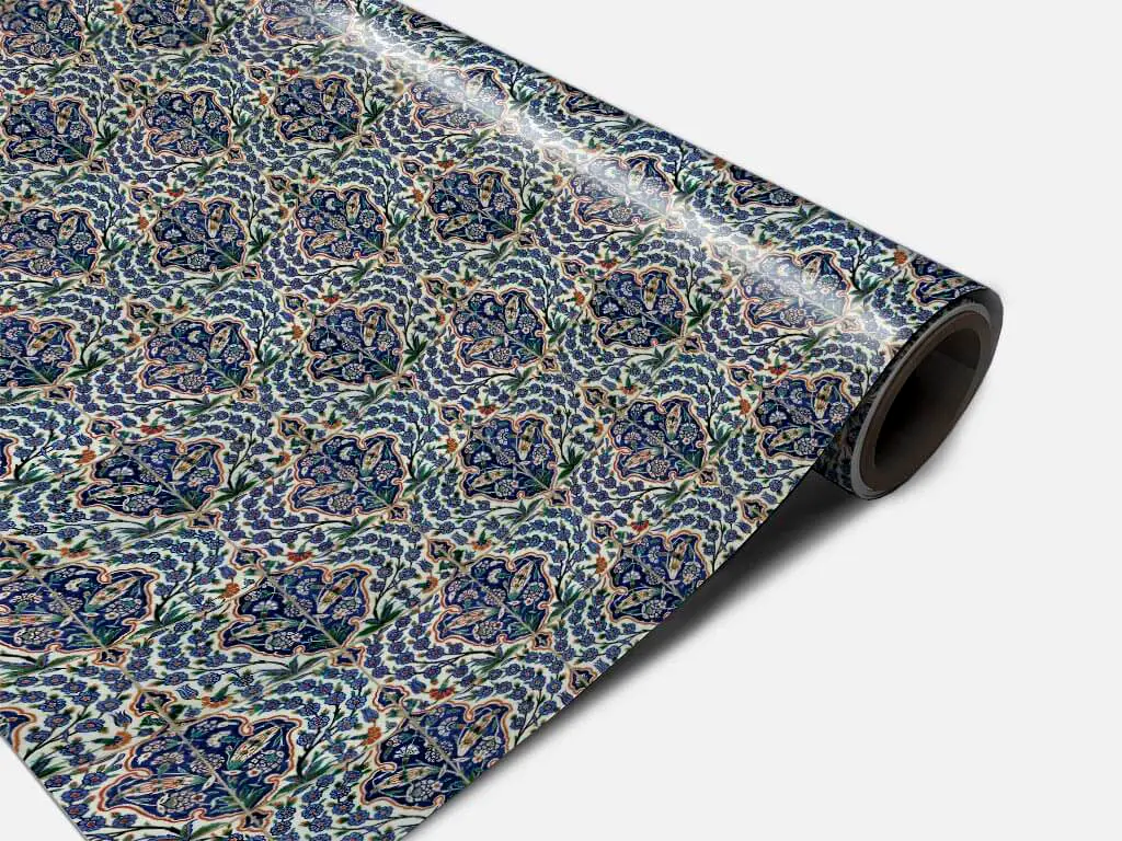 Autocolant gresie şi podele, Folina, model floral multicolor, 120 cm lăţime