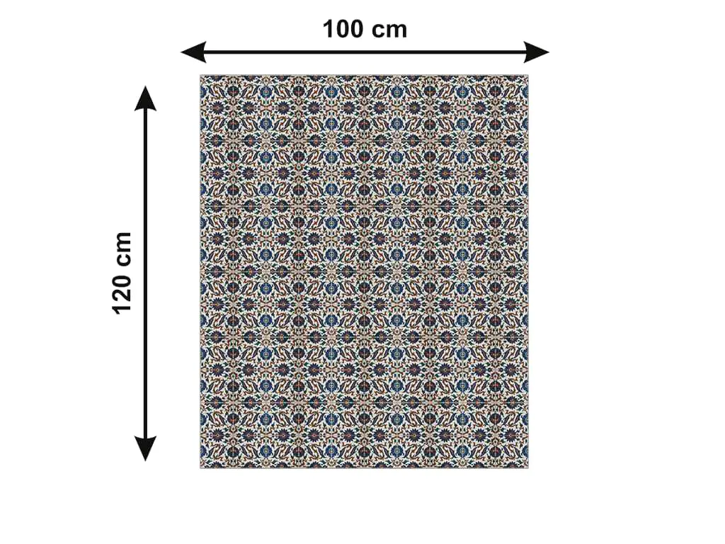 Autocolant gresie şi podele, Folina, model floral albastru/maro, 120 cm lăţime