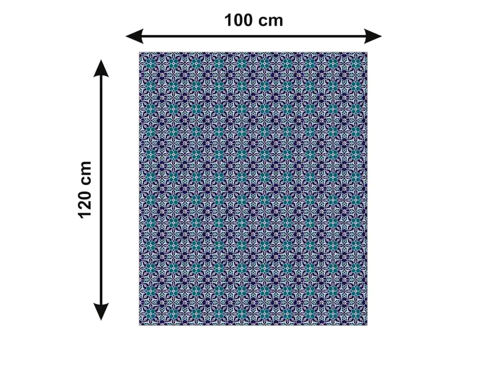 Autocolant gresie şi podele, Folina, model floral albastru/turcoaz, 120 cm lăţime