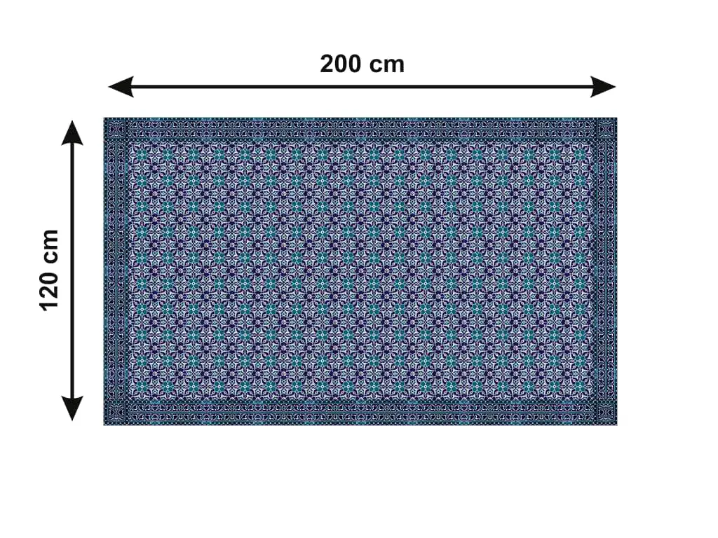 Autocolant gresie şi podele, Folina, model floral albastru/turcoaz , rolă de 200x120 cm