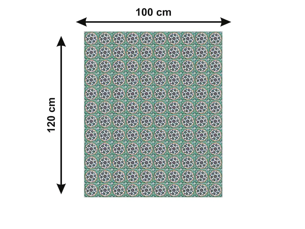 Autocolant gresie şi podele, Folina, model verde cu cercuri, 120 cm lăţime