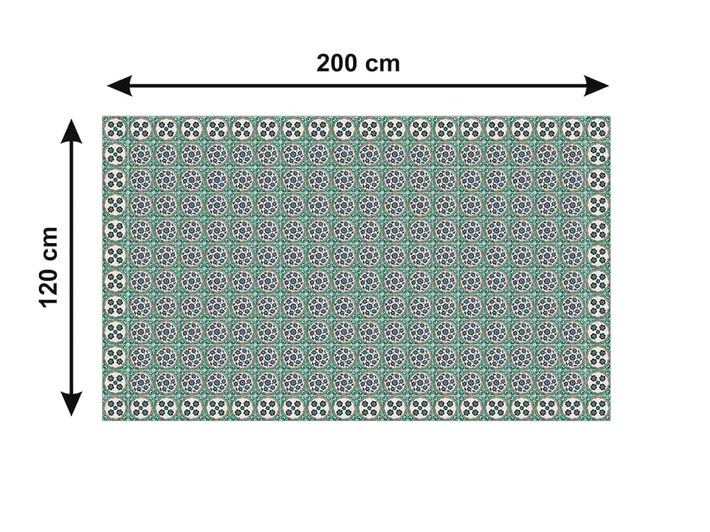 Autocolant gresie şi podele, Folina, model verde cu cercuri, rolă de 200x120 cm