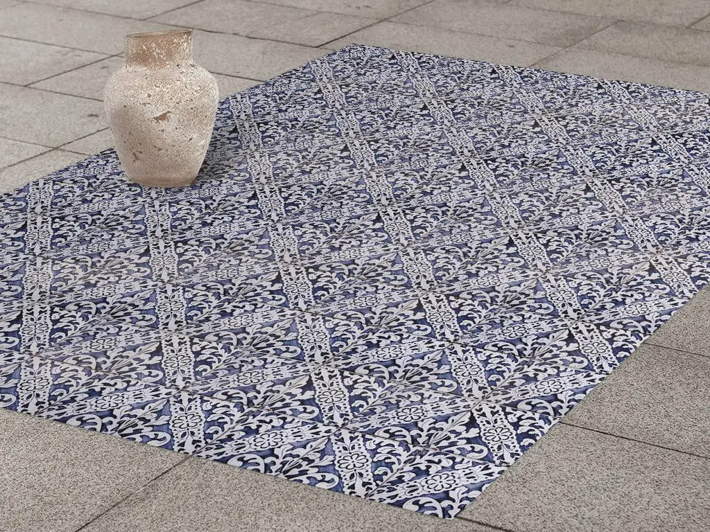 Autocolant gresie şi podele, Folina, romburi gri/albastru, 120 cm lăţime