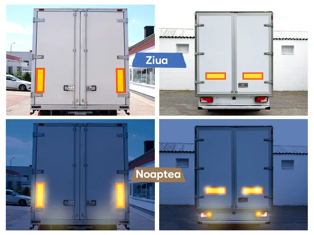 Autocolant reflectorizant tip bandă pentru vehicule și remorci, set 2 bucăți 565x200 mm