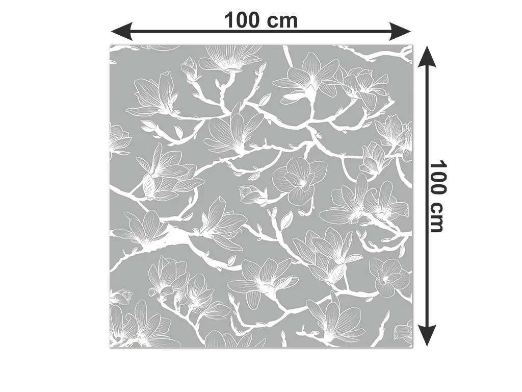 Folie geam autoadezivă Credenza, Folina, sablare cu model floral alb, 100 cm lăţime