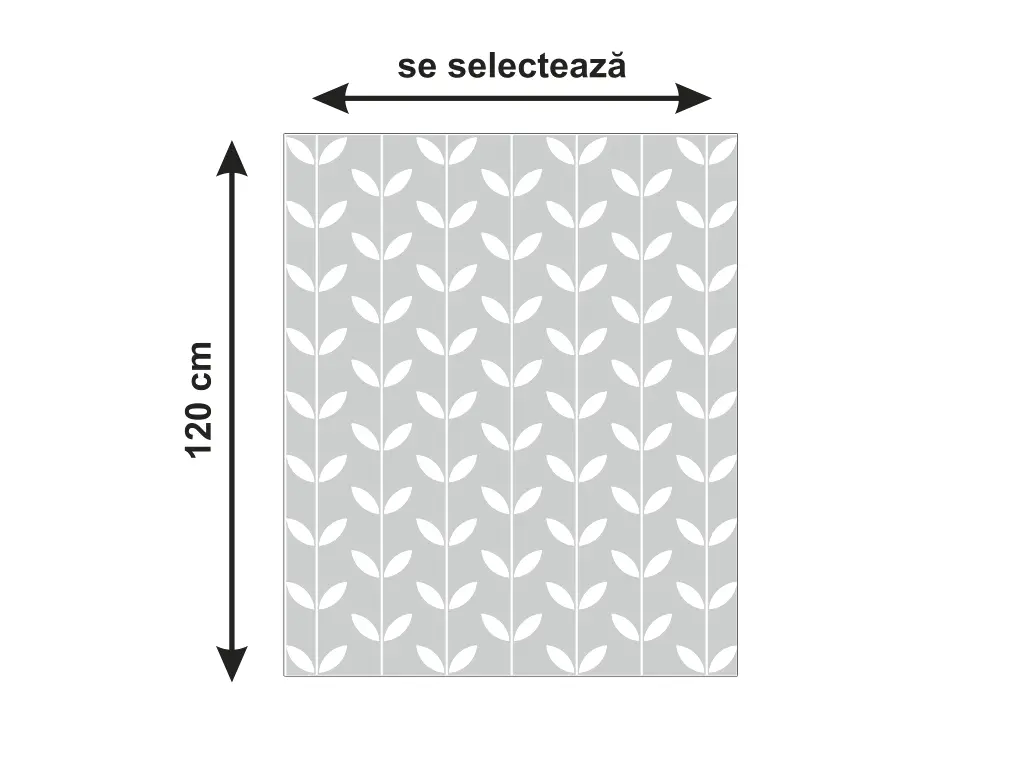 Folie geam autoadezivă Leaves, cu model decupat, rolă cu lățimea de 120cm, racletă inclusă