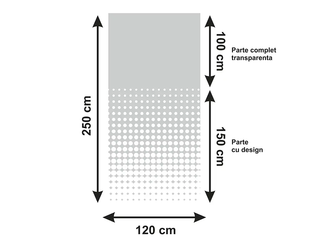 Folie geam cu buline albe, autoadezivă, rolă mare de 120x250 cm + racletă și cutter incluse