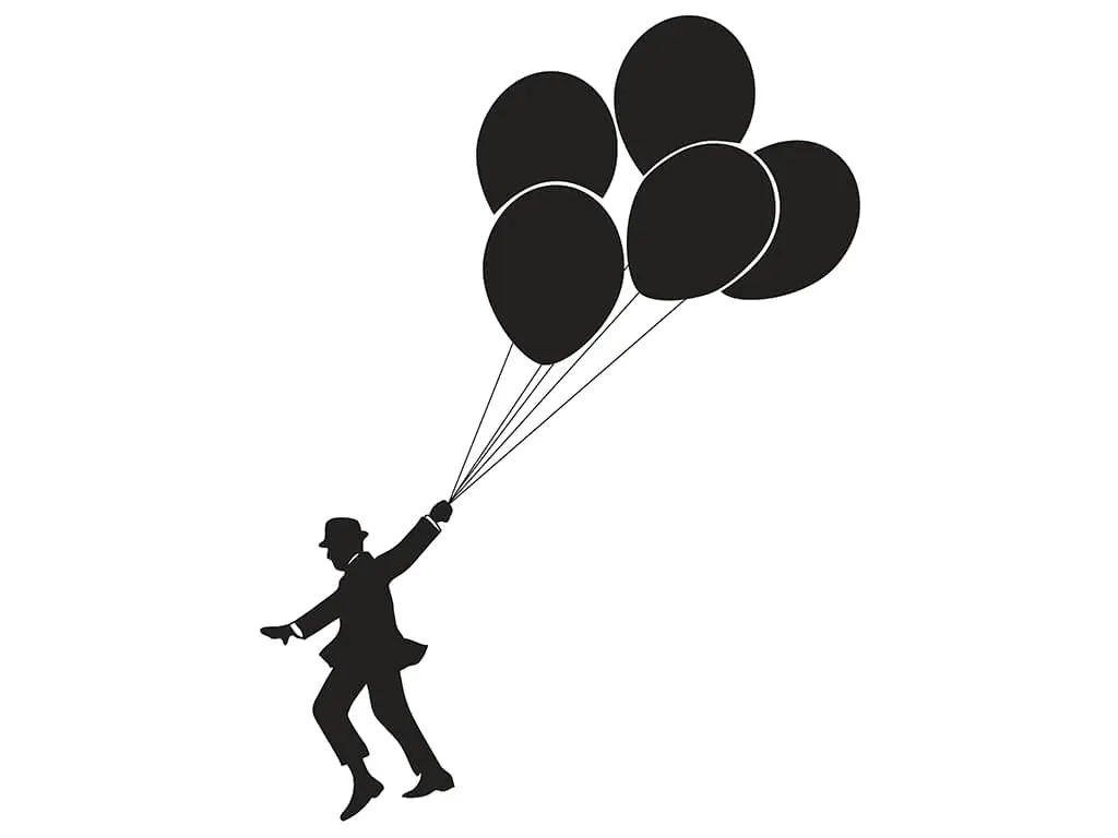 Sticker decorativ Baloon man, Folina, negru, 100x75cm