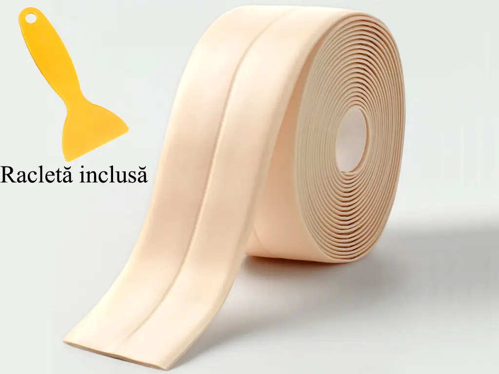 Set 2 role bandă autoadezivă etanşare cadă sau chiuvetă, Folina ETF14, bej, 3,5 cm x 3,2 metri