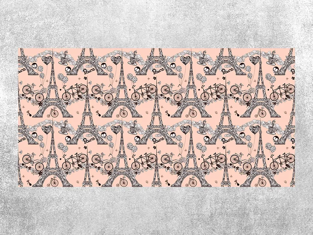 Covor antiderapant pentru bucătărie, din pvc, model Paris Eiffel, linoleum antiderapant la rolă de 100 cm lățime