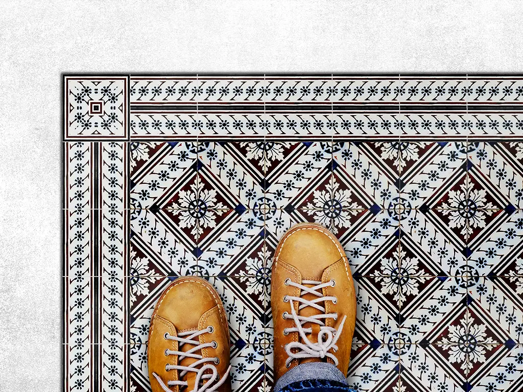 Covor PVC, cu model romburi, linoleum antiderapant la rolă de 80x490 cm