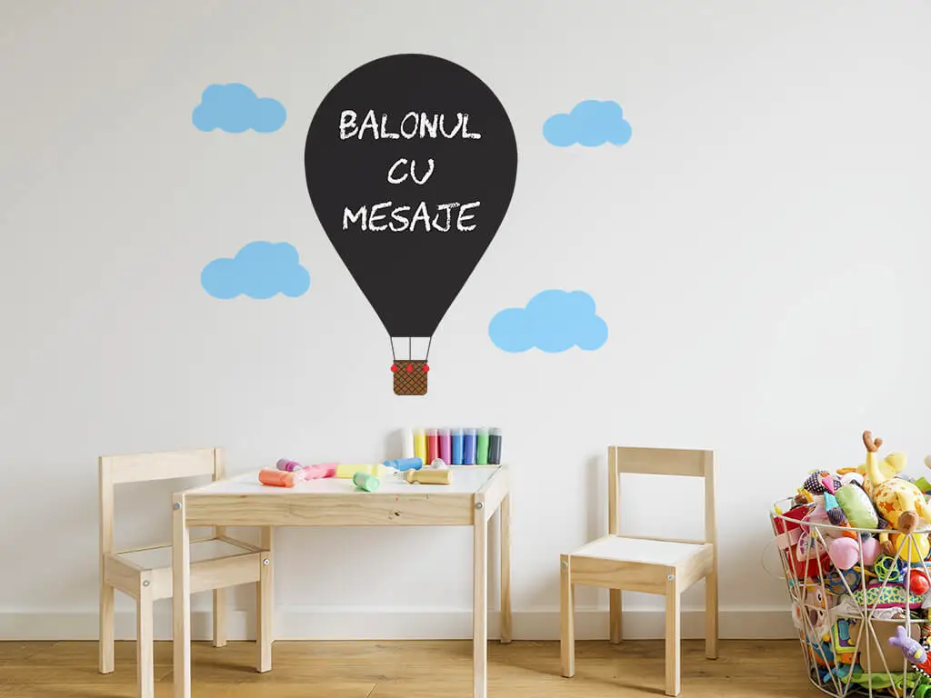 Sticker Balonul cu mesaje, Folina, tablă de scris, multicolor, racletă de aplicare inclusă.