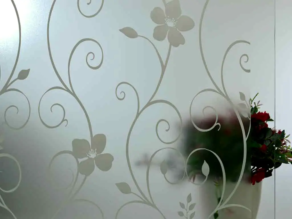Folie geam autoadezivă Blanca, Folina, imprimeu floral, alb, lățime 90 cm