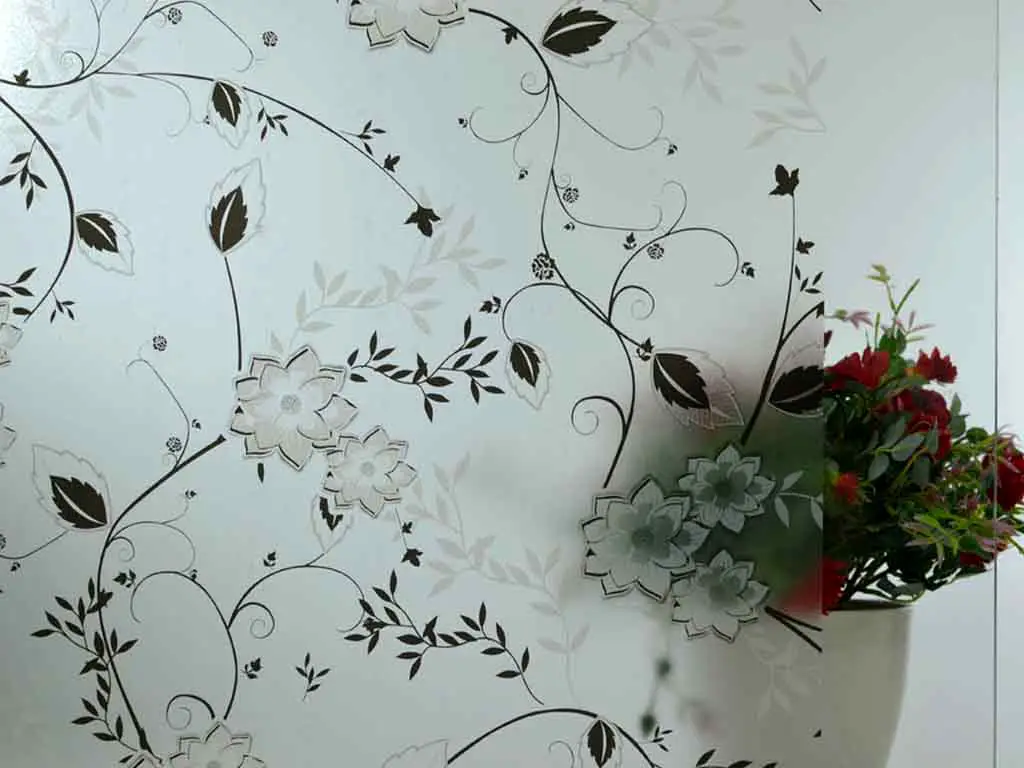 Folie geam autoadezivă Maris, Folina, imprimeu floral, alb-negru, 90x190 cm