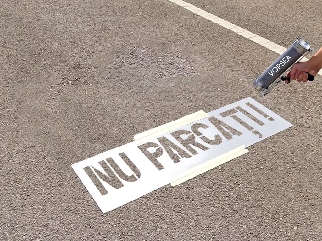 Șablon semnalizare Nu Parcați, pentru parcări, căi de acces, rampe și intrări, dimensiune 26x100cm
