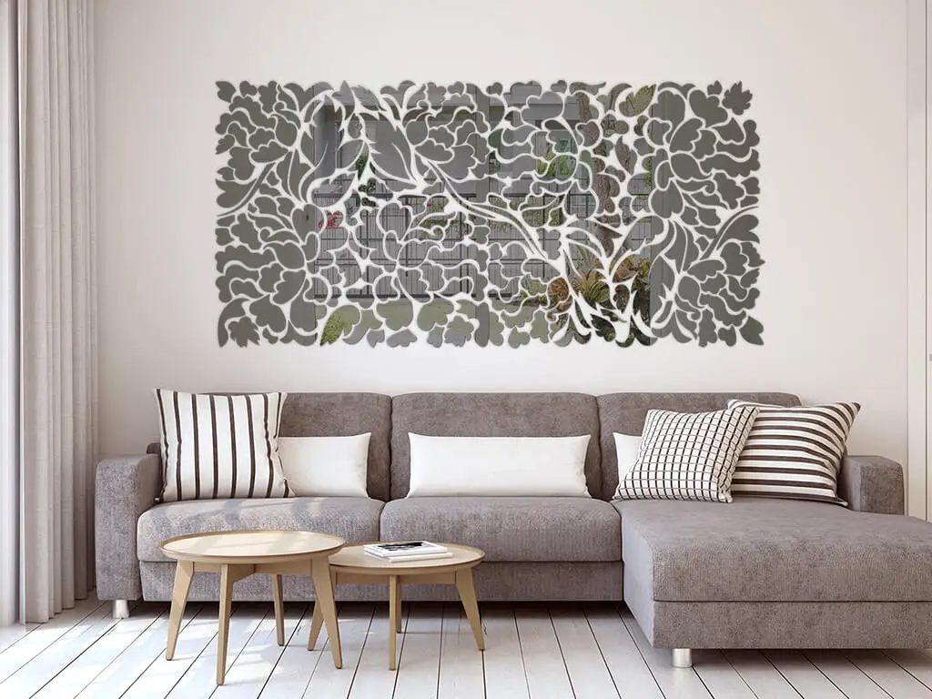 Oglindă decorativă Flower Blossom, Folina, culoare gri, dimensiune oglindă 200x93 cm